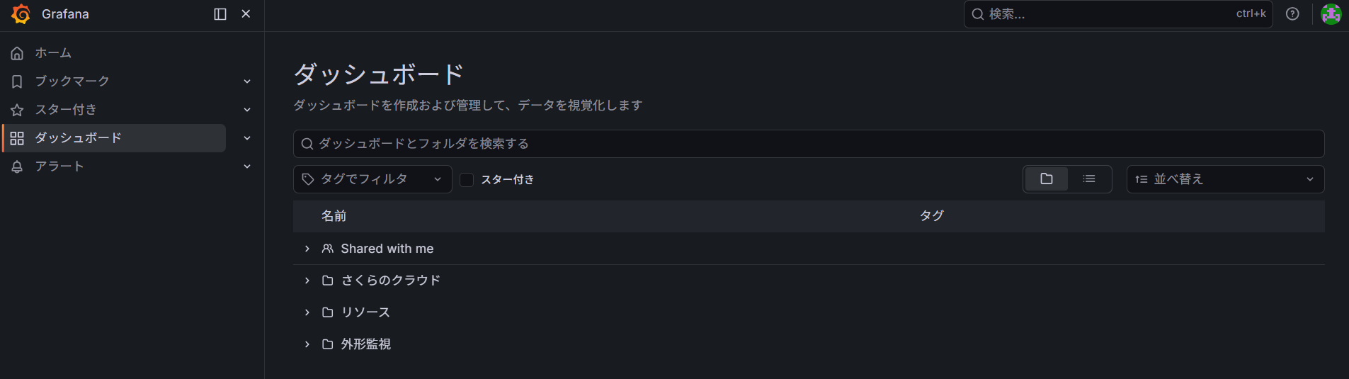 ホーム画面 Dashboard